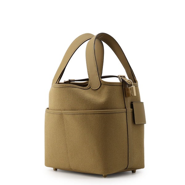 エルメス ハンドバッグ ピコタンロックPM カーゴ デュンヌ/シャンパンゴールド金具 トワルゴエラン/スイフト G刻印 HERMES