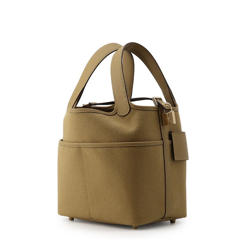 エルメス ハンドバッグ ピコタンロックPM カーゴ デュンヌ/シャンパンゴールド金具 トワルゴエラン/スイフト G刻印 HERMES