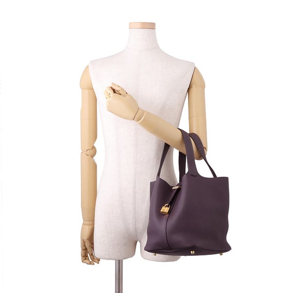 エルメス ハンドバッグ ピコタンロックMM カシス/ゴールド金具 トリヨンクレマンス D刻印 HERMES トートバッグ