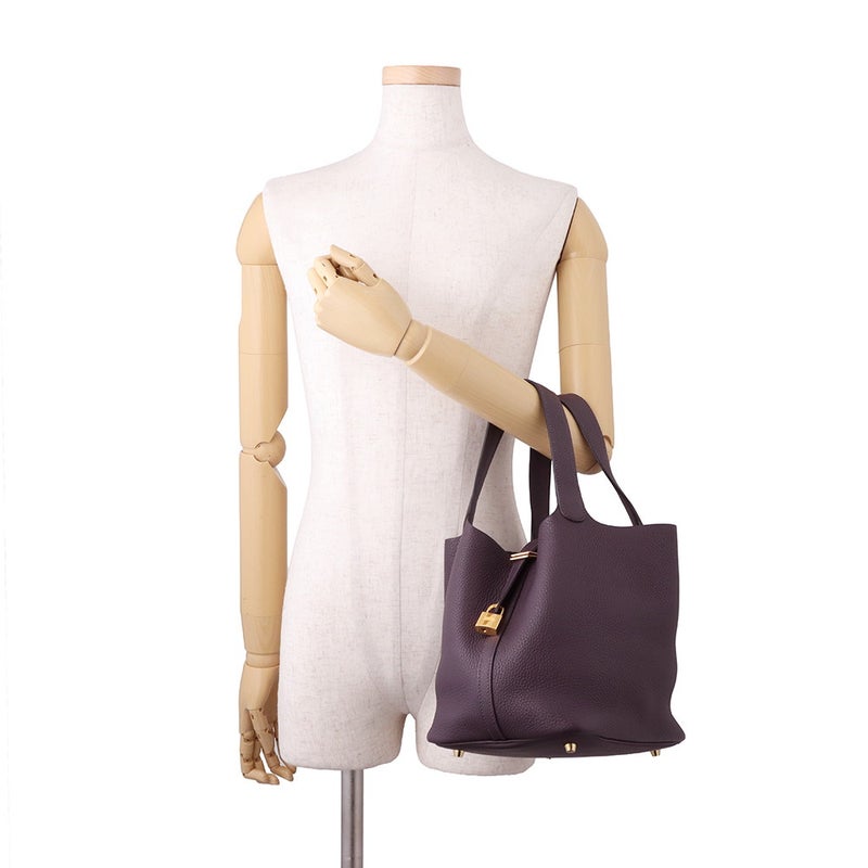 エルメス ハンドバッグ ピコタンロックMM カシス/ゴールド金具 トリヨンクレマンス D刻印 HERMES トートバッグ