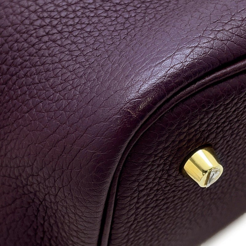 エルメス ハンドバッグ ピコタンロックMM カシス/ゴールド金具 トリヨンクレマンス D刻印 HERMES トートバッグ