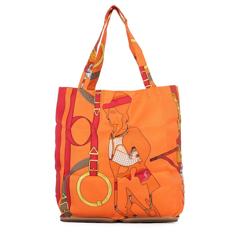 エルメス トートバッグ シルキーポップ ブラウン/マルチカラー/シルバー金具 ブッフルスキッパー/シルク HERMES