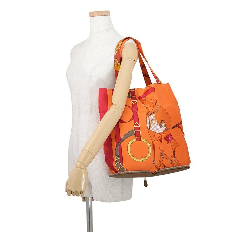 エルメス トートバッグ シルキーポップ ブラウン/マルチカラー/シルバー金具 ブッフルスキッパー/シルク HERMES