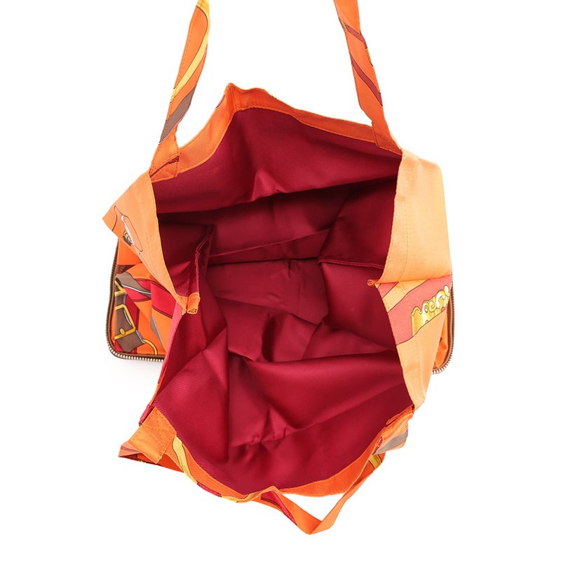 エルメス トートバッグ シルキーポップ ブラウン/マルチカラー/シルバー金具 ブッフルスキッパー/シルク HERMES