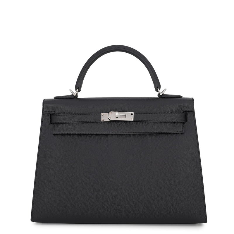 エルメス ハンドバッグ ケリー32 外縫い ブラック/シルバー金具 エプソン G刻印 HERMES Kelly 2wayバッグ 黒