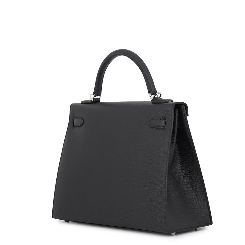 エルメス ハンドバッグ ケリー32 外縫い ブラック/シルバー金具 エプソン G刻印 HERMES Kelly 2wayバッグ 黒