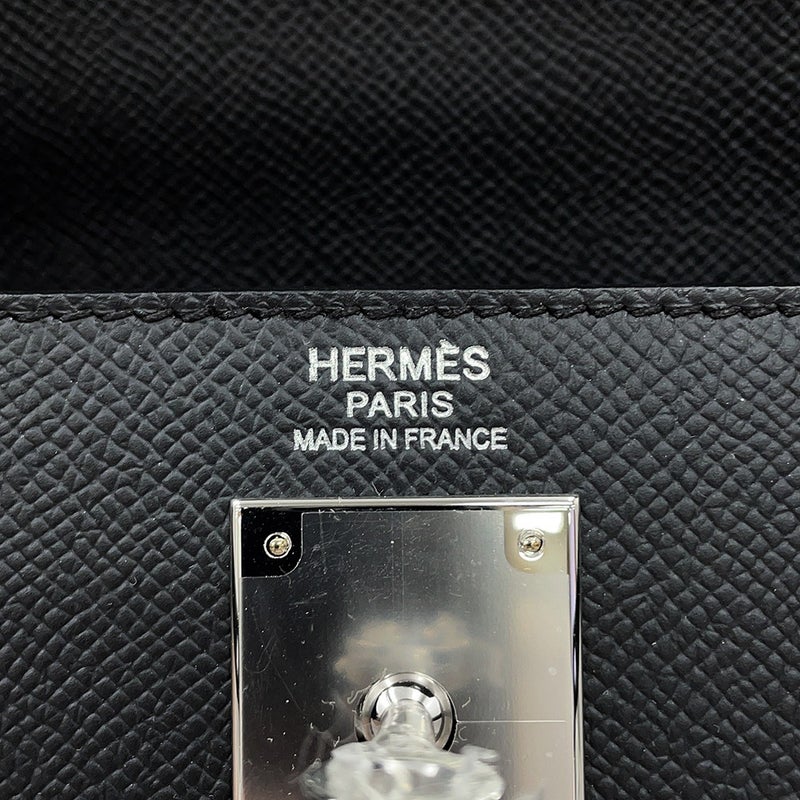 エルメス ハンドバッグ ケリー32 外縫い ブラック/シルバー金具 エプソン G刻印 HERMES Kelly 2wayバッグ 黒