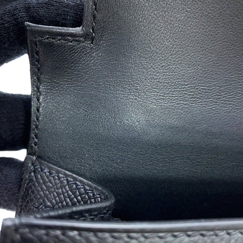 エルメス ハンドバッグ ミニケリー 外縫い ブラック/ゴールド金具 エプソン G刻印 HERMES Kelly 2wayバッグ 黒