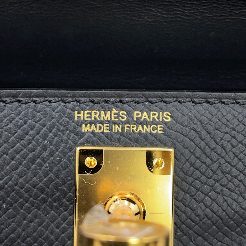 エルメス ハンドバッグ ミニケリー 外縫い ブラック/ゴールド金具 エプソン G刻印 HERMES Kelly 2wayバッグ 黒