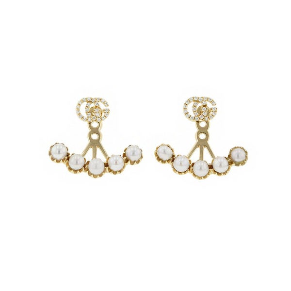 グッチ ピアス ダブルG ピアス ダイヤモンド パール K18YGイエローゴールド GUCCI 2way