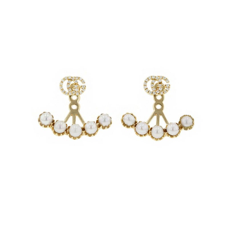 グッチ ピアス ダブルG ピアス ダイヤモンド パール K18YGイエローゴールド GUCCI 2way