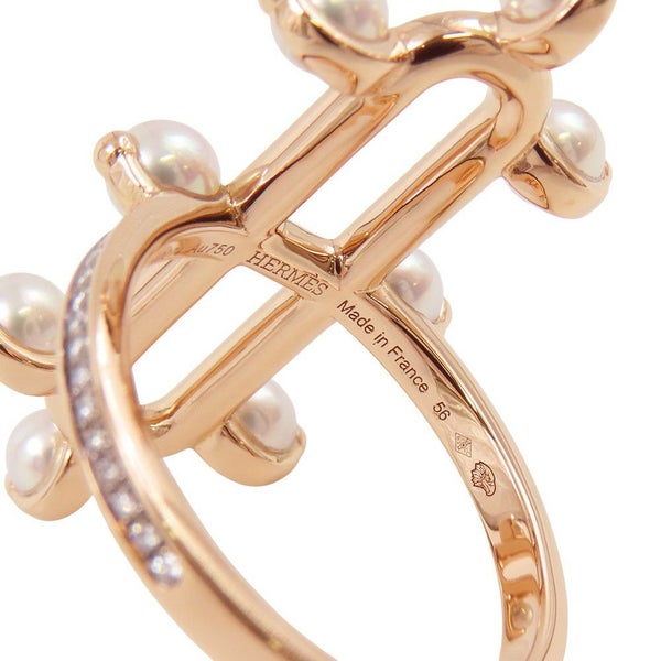 エルメス リング エルメス・シャンドラ MM ダイヤモンド パール 8P K18PGピンクゴールド サイズ56 HERMES 指輪