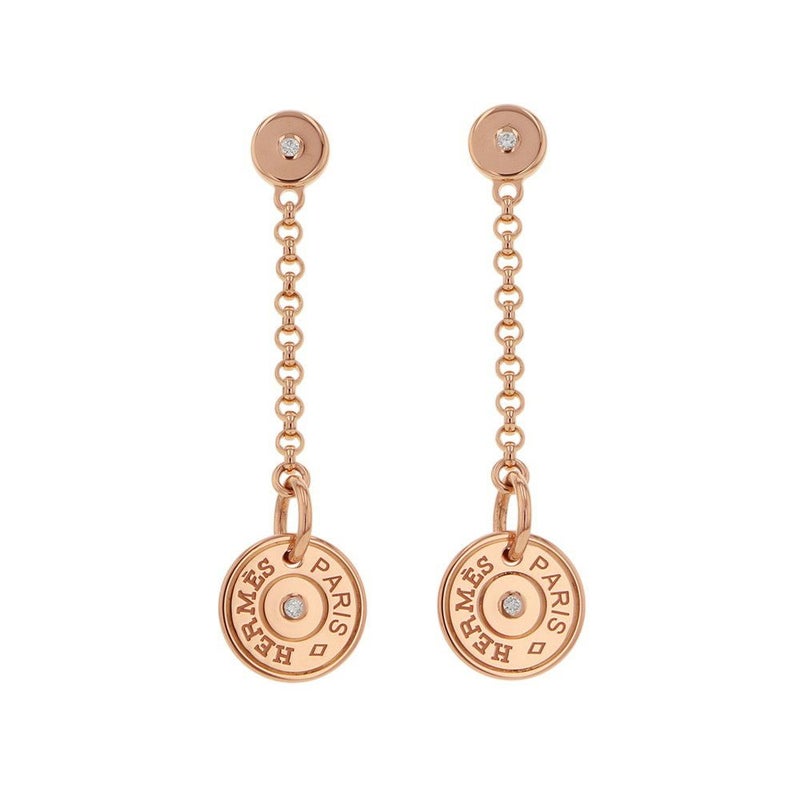 エルメス ピアス ガンバード クルー・ド・セル ピアス Ex-Libris Clou de Selle ダイヤモンド 0.04ct K18PGピンクゴールド HERMES