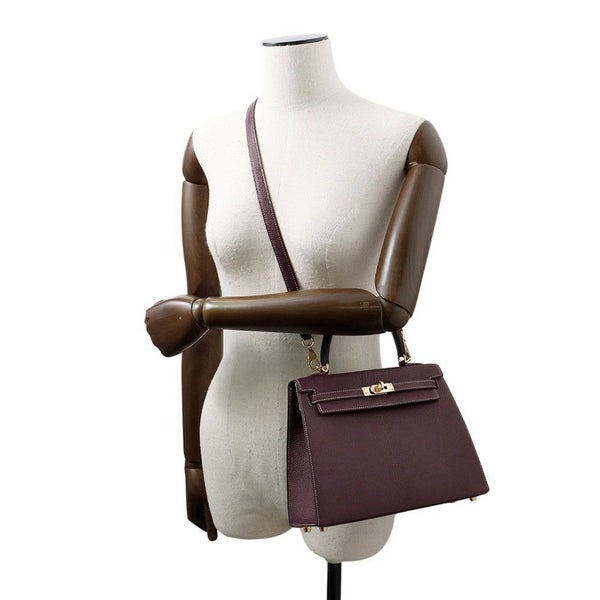 エルメス ハンドバッグ ケリー25 外縫い レザン/ブルーパオン/シャンパンゴールド金具 シェーブルコロマンデル D刻印 SPO