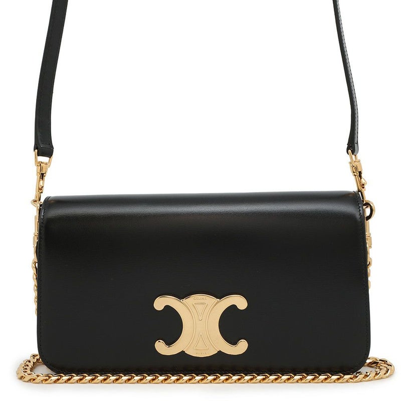 セリーヌ ショルダーバッグ トリオンフ マルチポシェット シャイニーカーフレザー 10L973 CELINE 黒