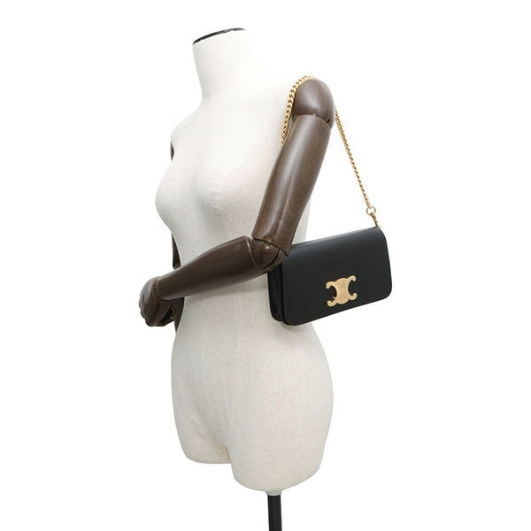 セリーヌ ショルダーバッグ トリオンフ マルチポシェット シャイニーカーフレザー 10L973 CELINE 黒