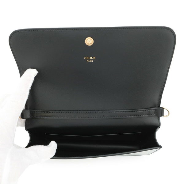 セリーヌ ショルダーバッグ トリオンフ マルチポシェット シャイニーカーフレザー 10L973 CELINE 黒