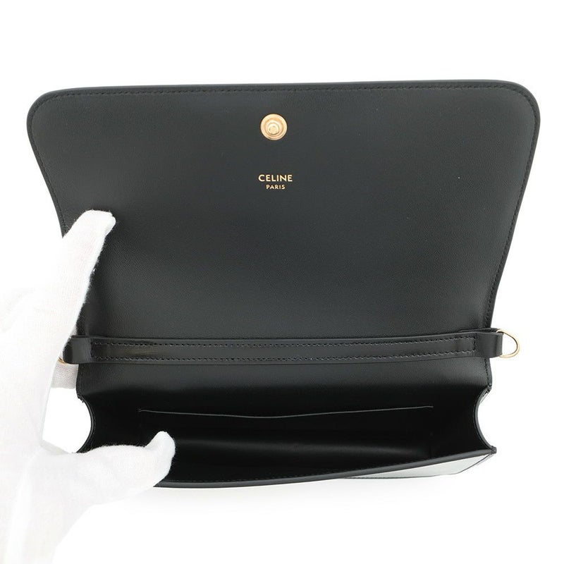 セリーヌ ショルダーバッグ トリオンフ マルチポシェット シャイニーカーフレザー 10L973 CELINE 黒