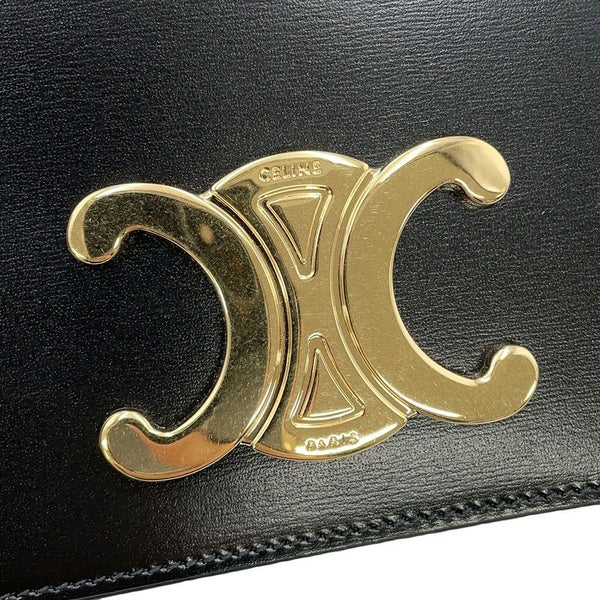 セリーヌ ショルダーバッグ トリオンフ マルチポシェット シャイニーカーフレザー 10L973 CELINE 黒