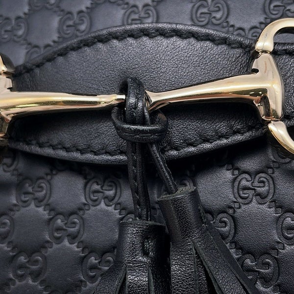 グッチ チェーンショルダーバッグ マイクログッチシマ ホースビット レザー 449636 GUCCI 黒 アウトレット品