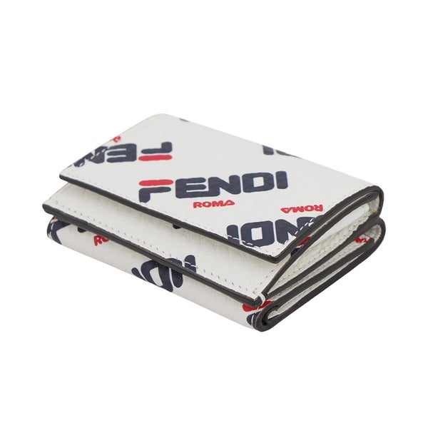 フェンディ 三つ折り財布 FILAコラボ フェンディマニア マイクロ ウォレット 8M0395 FENDI コンパクトウォレット 白