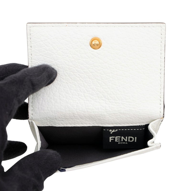 フェンディ 三つ折り財布 FILAコラボ フェンディマニア マイクロ ウォレット 8M0395 FENDI コンパクトウォレット 白