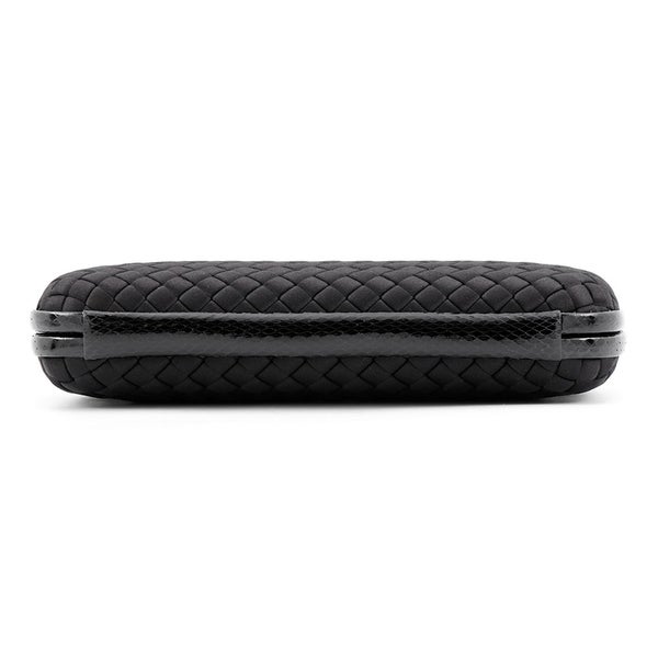 ボッテガヴェネタ クラッチバッグ イントレチャート ノット サテン/パイソン BOTTEGA VENETA 黒