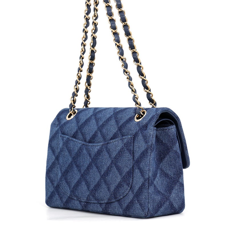 シャネル チェーンショルダーバッグ マトラッセ23 ココマーク デニム ダブルチェーン A01113 CHANEL