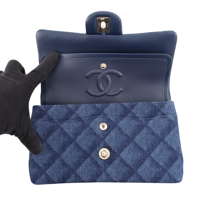 シャネル チェーンショルダーバッグ マトラッセ23 ココマーク デニム ダブルチェーン A01113 CHANEL