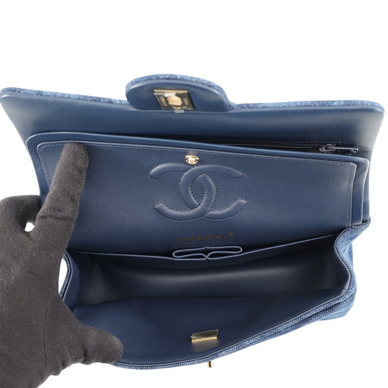 シャネル チェーンショルダーバッグ マトラッセ23 ココマーク デニム ダブルチェーン A01113 CHANEL