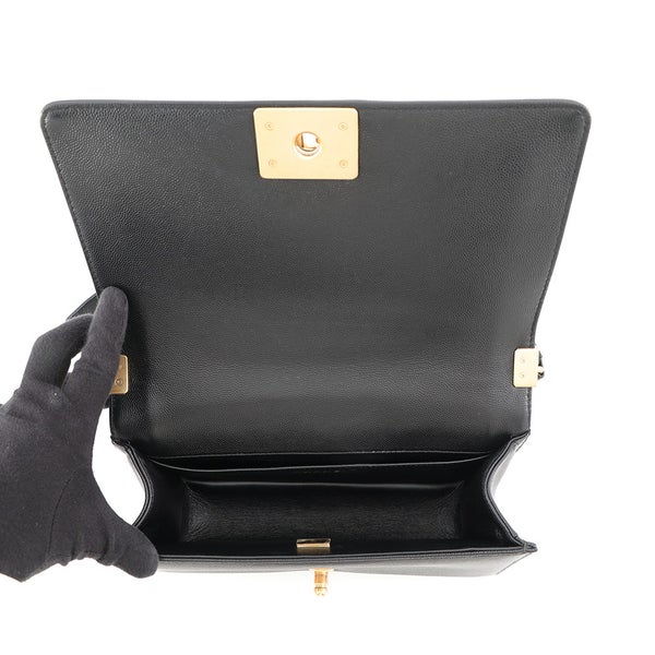 シャネル チェーンショルダーバッグ ココマーク ボーイシャネル キャビアスキン A67086 CHANEL 黒