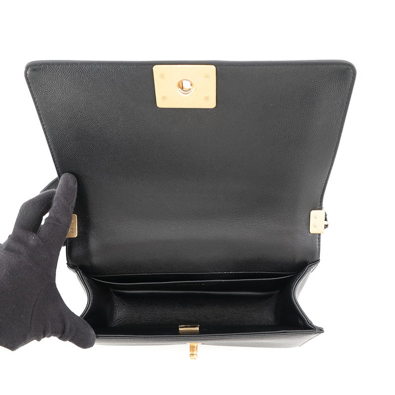 シャネル チェーンショルダーバッグ ココマーク ボーイシャネル キャビアスキン A67086 CHANEL 黒