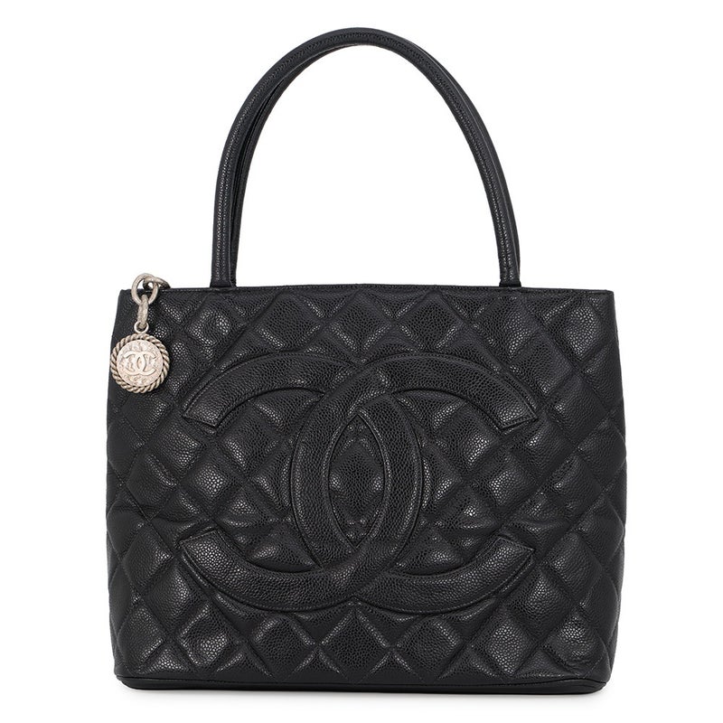 シャネル トートバッグ 復刻トート ココマーク キャビアスキン A01804 CHANEL バッグ マトラッセ キルティング 黒
