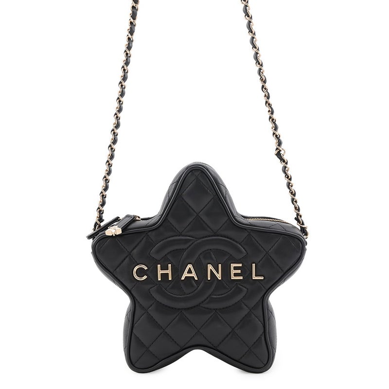 シャネル  チェーンショルダーバッグ マトラッセ ココマーク スター 星 ラムスキン AS4579 CHANEL 黒