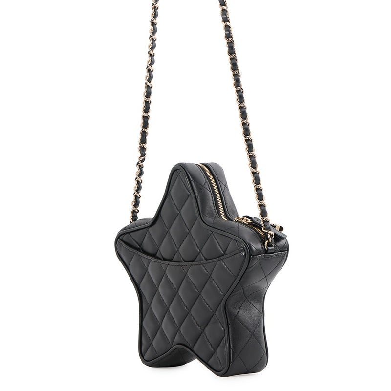 シャネル  チェーンショルダーバッグ マトラッセ ココマーク スター 星 ラムスキン AS4579 CHANEL 黒