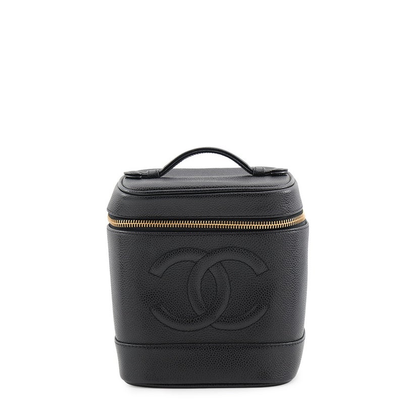 シャネル バニティバッグ ココマーク キャビアスキン 縦型 A01998 CHANEL バッグ 化粧ポーチ コスメポーチ 黒