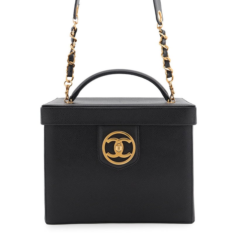 シャネル バニティバッグ ココマーク キャビアスキン A01999 CHANEL バッグ コスメポーチ 2wayショルダー 黒