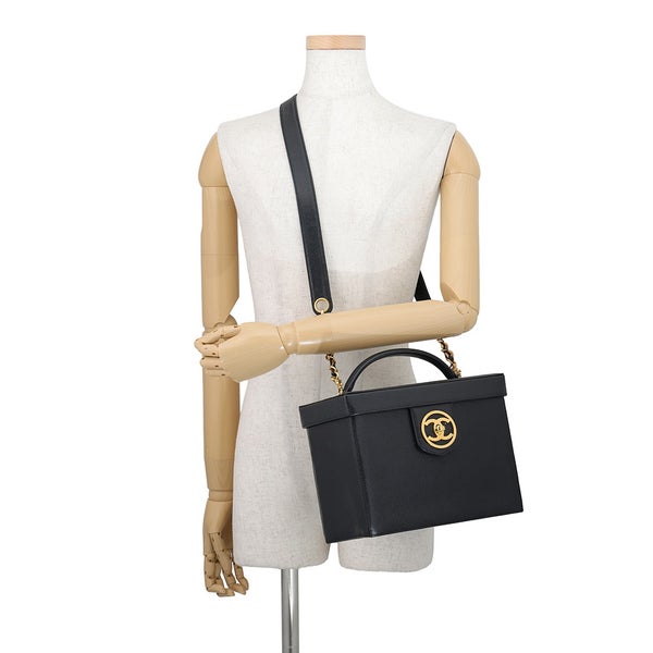 シャネル バニティバッグ ココマーク キャビアスキン A01999 CHANEL バッグ コスメポーチ 2wayショルダー 黒