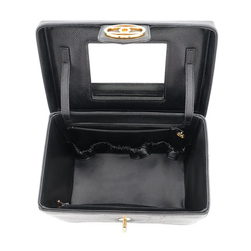 シャネル バニティバッグ ココマーク キャビアスキン A01999 CHANEL バッグ コスメポーチ 2wayショルダー 黒
