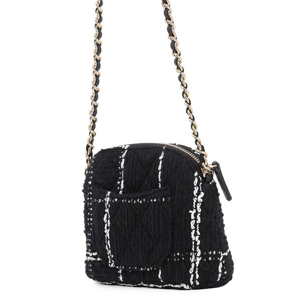 シャネル ノベルティ チェーンショルダーバッグ ミニ ツイード ココマーク CHANEL イヤーズギフト 黒