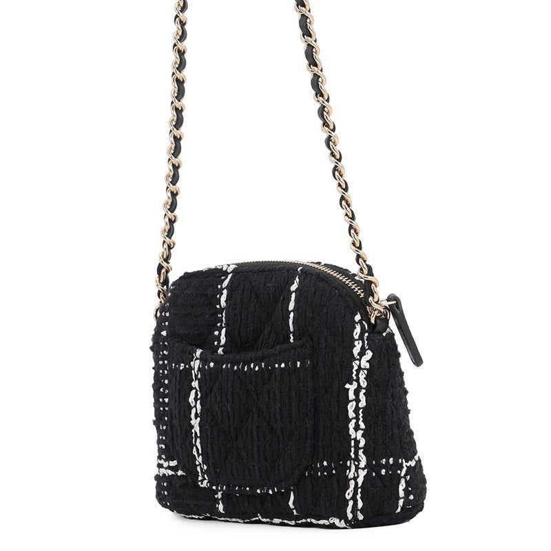 シャネル ノベルティ チェーンショルダーバッグ ミニ ツイード ココマーク CHANEL イヤーズギフト 黒
