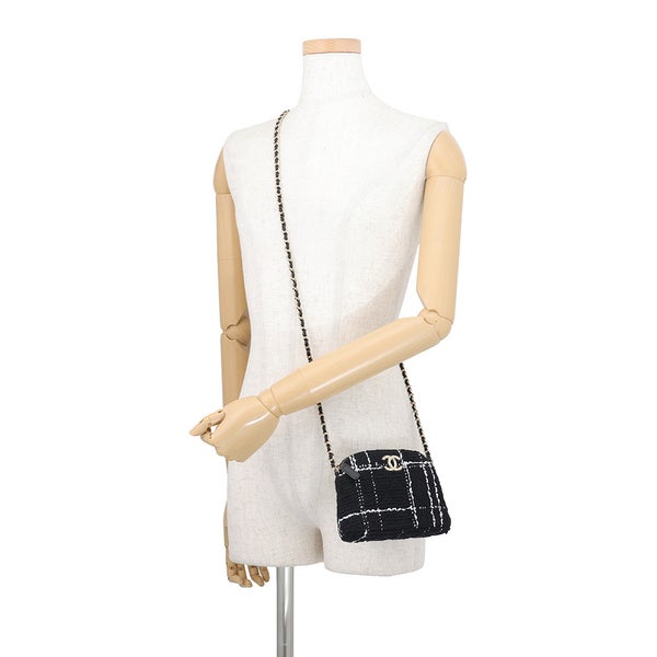 シャネル ノベルティ チェーンショルダーバッグ ミニ ツイード ココマーク CHANEL イヤーズギフト 黒
