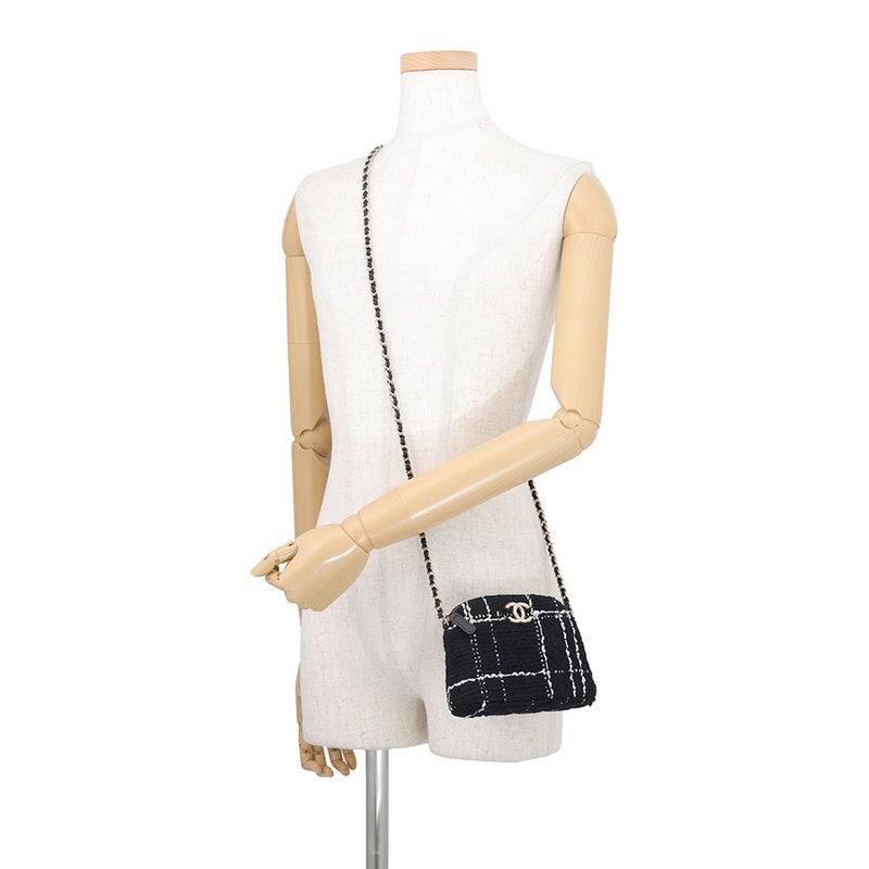 シャネル ノベルティ チェーンショルダーバッグ ミニ ツイード ココマーク CHANEL イヤーズギフト 黒