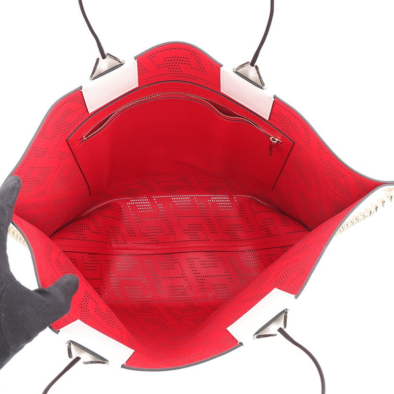クリスチャン・ルブタン トートバッグ カバロウ テクノ カーフレザー 1235143 Christian Louboutin ２wayショルダー 白