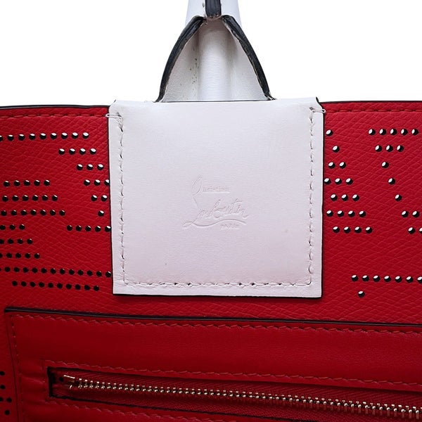 クリスチャン・ルブタン トートバッグ カバロウ テクノ カーフレザー 1235143 Christian Louboutin ２wayショルダー 白