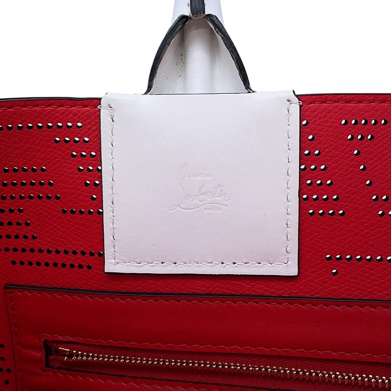 クリスチャン・ルブタン トートバッグ カバロウ テクノ カーフレザー 1235143 Christian Louboutin ２wayショルダー 白
