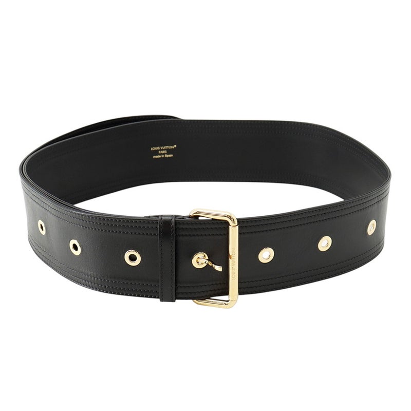 ルイヴィトン ベルト トレンチ シワ加工レザー 65MM M4531Z LOUIS VUITTON 黒 ブラック