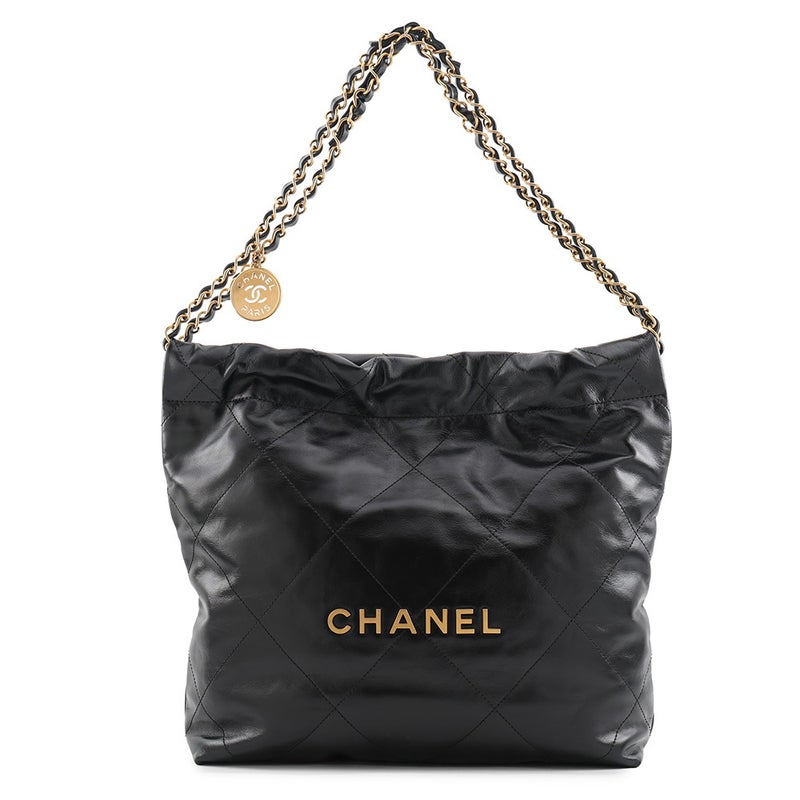 シャネル ハンドバッグ CHANEL 22 マトラッセ スモール シャイニーカーフレザー AS3260 CHANEL ポーチ付き 黒