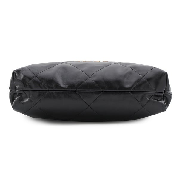 シャネル ハンドバッグ CHANEL 22 マトラッセ スモール シャイニーカーフレザー AS3260 CHANEL ポーチ付き 黒