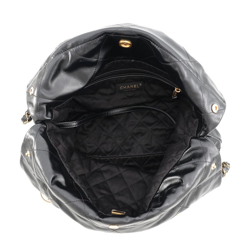 シャネル ハンドバッグ CHANEL 22 マトラッセ スモール シャイニーカーフレザー AS3260 CHANEL ポーチ付き 黒
